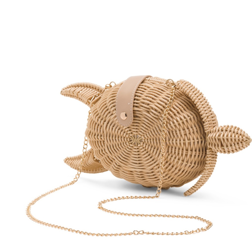 🐢 NWT Tommy Bahama Tan Woven Turtle Bag - Picture 8 of 8